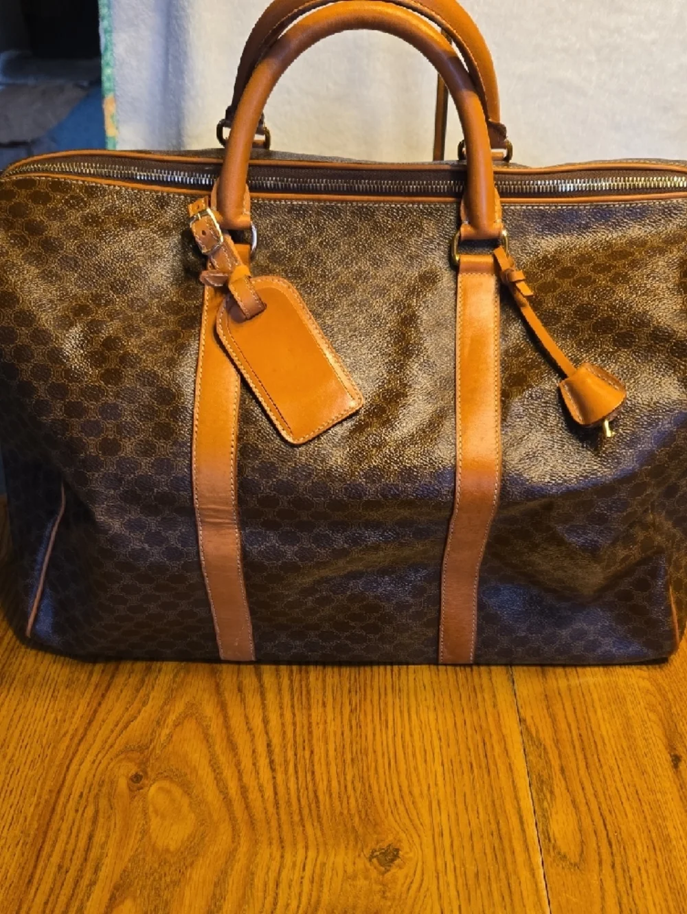 Celine Vintage Coated Canvas Duffel Bag